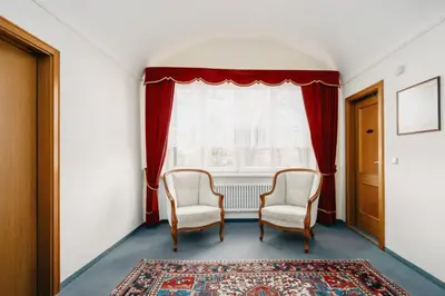 Ein Sitzbereich in der Unterkunft Villa am Park