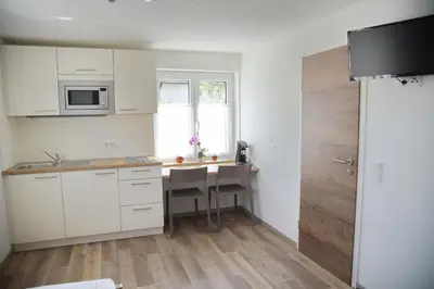 Küche/Küchenzeile in der Unterkunft Boardinghouse Jungwirth-Wohnzeit