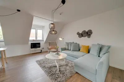 Ein Sitzbereich in der Unterkunft Lexapartments Luxus Apartment-Zentral in Altstadt-65-80qm