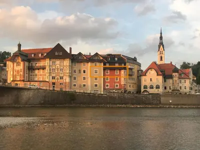 Blick auf einen Fluss in der Nähe der Ferienwohnung