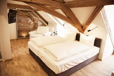 Ein Bett oder Betten in einem Zimmer der Unterkunft Pension Kranzmayr