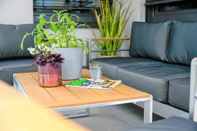 Ein Sitzbereich in der Unterkunft Apartment BergArt