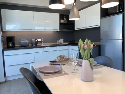 Küche/Küchenzeile in der Unterkunft Apartment BergArt
