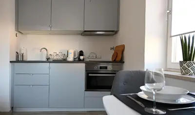 Küche/Küchenzeile in der Unterkunft Gemütliches Appartement mit Netflix, Nespresso und Boxspringbett