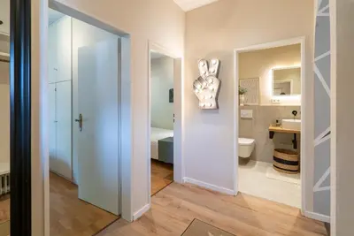 Ein Badezimmer in der Unterkunft 3-Zimmer-Rückzugsort mit Panoramabalkon in Bestlage