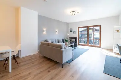 Ein Sitzbereich in der Unterkunft 3-Zimmer-Rückzugsort mit Panoramabalkon in Bestlage