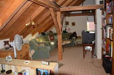Ein Sitzbereich in der Unterkunft Ferienwohnung Leich