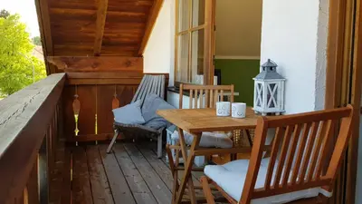 Ein Balkon oder eine Terrasse in der Unterkunft Ferienwohnung am Starnberger See
