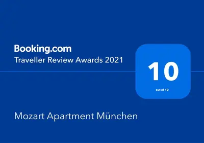 Ein Zertifikat, Auszeichnung, Logo oder anderes Dokument, das in der Unterkunft Mozart Apartment München ausgestellt ist
