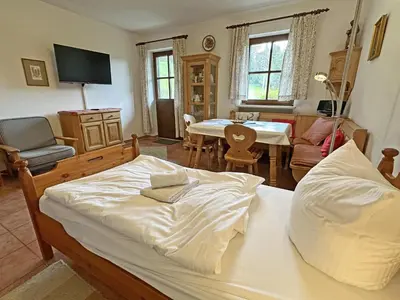 Ein Bett oder Betten in einem Zimmer der Unterkunft Gschwendtnerhof App9 Hoffmann