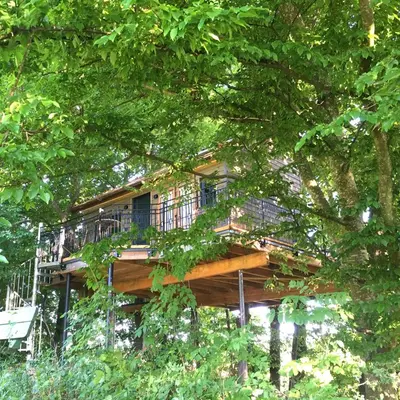 Ein Garten an der Unterkunft Baumhaus auf dem Kellerberg
