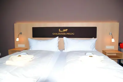Ein Bett oder Betten in einem Zimmer der Unterkunft Landgasthof Goldener Pflug