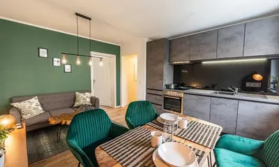 Küche/Küchenzeile in der Unterkunft Arbio I Cozy Apartment Augsburg-Göggingen