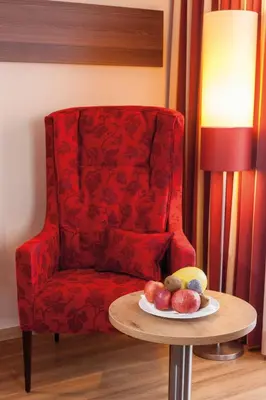Ein Sitzbereich in der Unterkunft SeeHotel Wassermann
