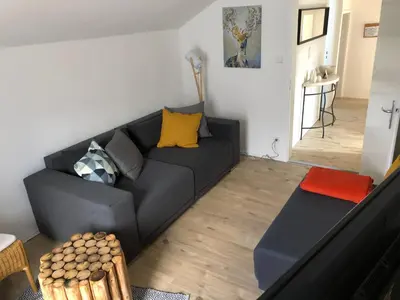Ein Sitzbereich in der Unterkunft Ferienwohnung Bene