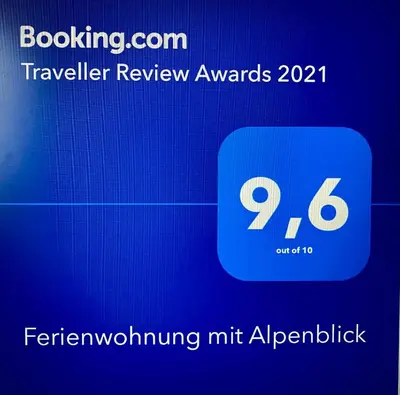 Ein Zertifikat, Auszeichnung, Logo oder anderes Dokument, das in der Unterkunft Ferienwohnung mit Alpenblick ausgestellt ist