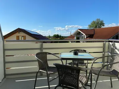 Ein Balkon oder eine Terrasse in der Unterkunft Haus Langweid