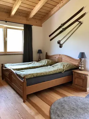Ein Bett oder Betten in einem Zimmer der Unterkunft Ferienwohnung Übernberg