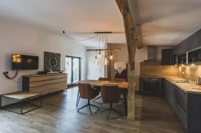 Küche/Küchenzeile in der Unterkunft Modernes Loft vor den Toren des Chiemgaus