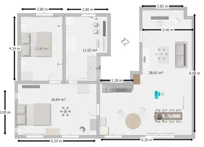 Grundriss der Unterkunft Ferienwohnung Giacomelli 4
