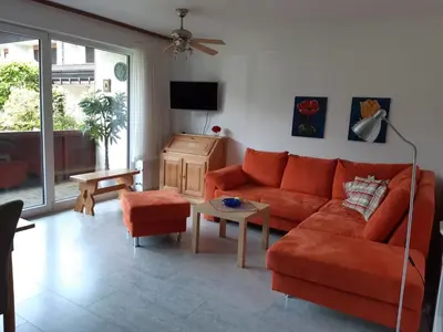 Ein Sitzbereich in der Unterkunft Ferienwohnung Hutzfeld Tammi
