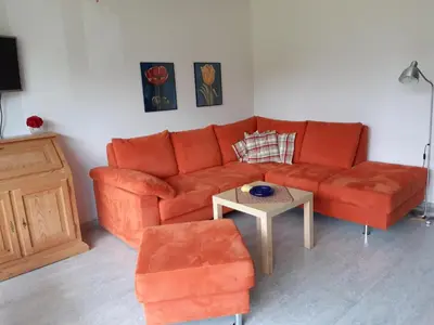 Ein Sitzbereich in der Unterkunft Ferienwohnung Hutzfeld Tammi