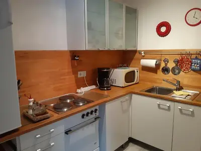 Küche/Küchenzeile in der Unterkunft Ferienwohnung Hutzfeld Tammi