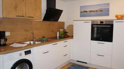 Küche/Küchenzeile in der Unterkunft Ferienwohnung Rabe