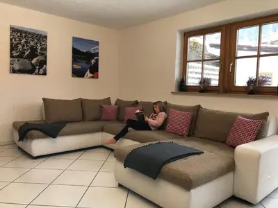 Ein Sitzbereich in der Unterkunft Ferienhaus am Hocheck
