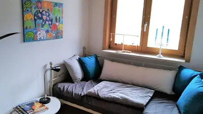 Ein Sitzbereich in der Unterkunft Ferienwohnung Landurlaub
