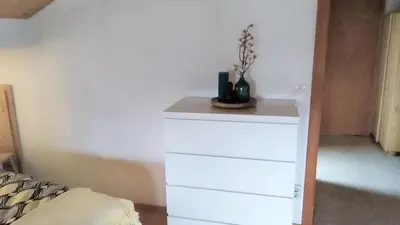 Ein Bett oder Betten in einem Zimmer der Unterkunft Ferienwohnung Landurlaub