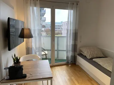 Ein Bett oder Betten in einem Zimmer der Unterkunft München-Riem my room Apartment an der Messe