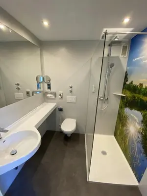 Ein Badezimmer in der Unterkunft Hotel Blauer Karpfen