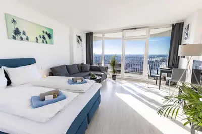 Ein Balkon oder eine Terrasse in der Unterkunft Arbio I Balcony Apartments Augsburg