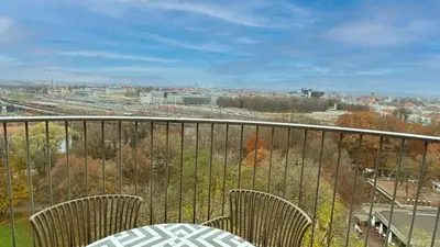 Ein Balkon oder eine Terrasse in der Unterkunft Arbio I Balcony Apartments Augsburg