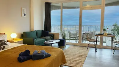 Ein Sitzbereich in der Unterkunft Arbio I Balcony Apartments Augsburg