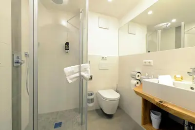 Ein Badezimmer in der Unterkunft ChiemseeLeben