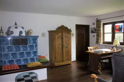 Ein Sitzbereich in der Unterkunft Ferienhaus am Chiemsee