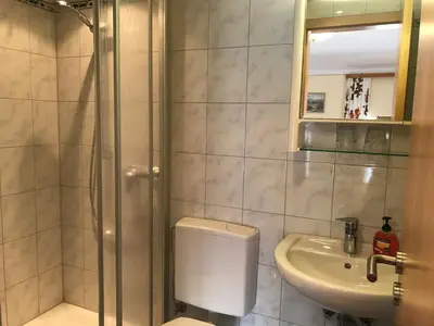 Ein Badezimmer in der Unterkunft Beim Haasen