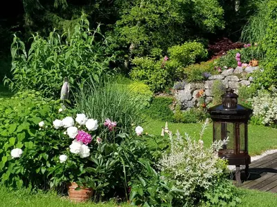Ein Garten an der Unterkunft Ferienhaus Steinmeier