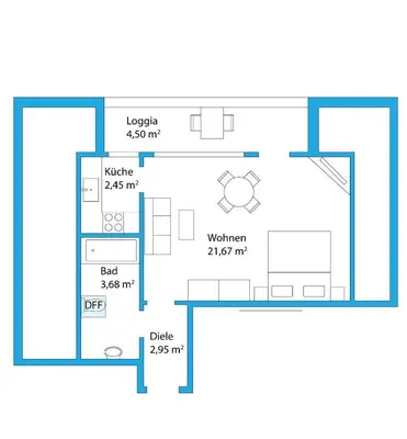 Grundriss der Unterkunft Ferienwohnanlage-Oberaudorf 1 Zimmer App E 8 mit Hallenbad und Sauna