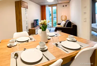 Ein Sitzbereich in der Unterkunft Boarding Apartments Kolbermoor
