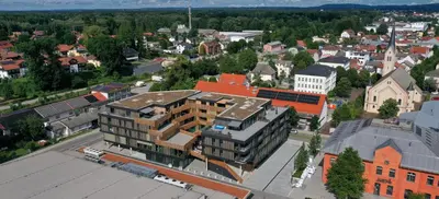 Ein allgemeiner Blick auf Kolbermoor oder ein Stadtblick von der Ferienwohnung aus