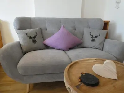 Ein Sitzbereich in der Unterkunft Gästehaus Bergblick