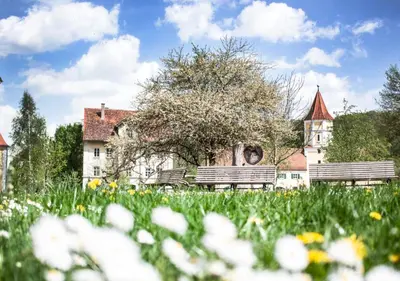 Ein Garten an der Unterkunft Hotel Schloss Blumenthal