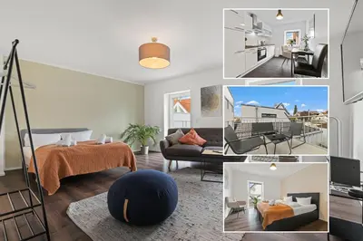 Ein Bett oder Betten in einem Zimmer der Unterkunft ma suite - Augsburg - Lechhausen