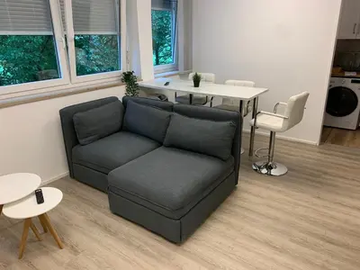 Ein Sitzbereich in der Unterkunft Great Studio