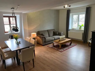 Ein Sitzbereich in der Unterkunft 3 Zimmer Ferienwohnung Waitzingers