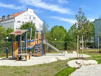 Ein Kinderspielbereich in der Unterkunft Modern & Stylisch - Penthouse-Feeling nahe Flughafen München