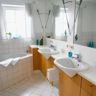 Ein Badezimmer in der Unterkunft Ferienwohnung Riesenblick